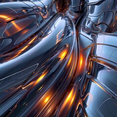 Molten metal forming a futuristic building, Architectural, Metallic colors, 3D rendering, Sleek