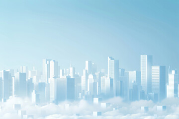 Virtual city skyline，Model of a city，Skyscrapers forming an uniform city
