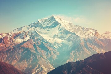 Vintage Landscape. Magnificent Nepal Mountain Range Peak Landscape with Glacier