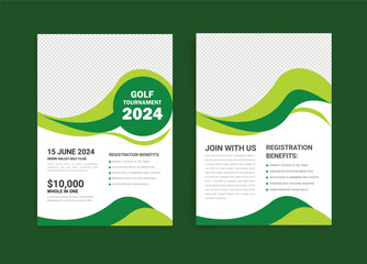 Indoor Golf Double Flyer social media template. Modern corporate creative social media post. Golf tournament poster layout set with illustration elements. sport double side flyer for golf EPS vector i