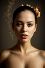 Portrait of a Woman with Fiery Hair Accessories