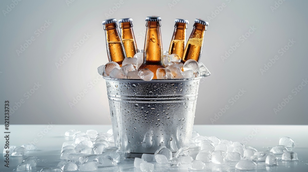 Canvas Prints A bucket full of ice and beer bottles