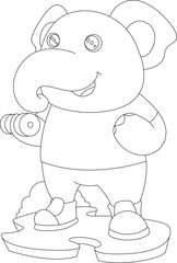 Elephant Bodybuilding Dumbbell Animal Vector Graphic Art Illustration