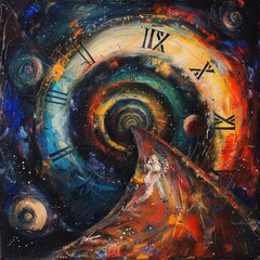 painting Evolution of time and space and how time effect in space