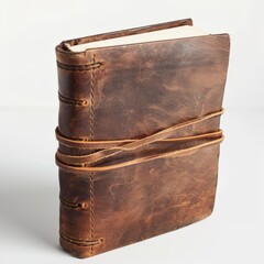 Vintage Leather Journal Isolated on a White Background. Generative AI.