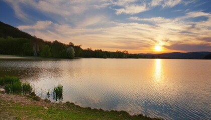 lake on sunset