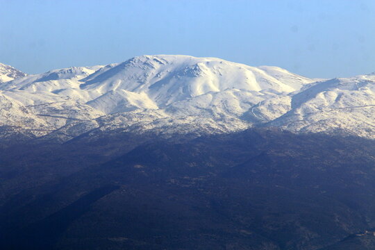 Snow lies on Mount Hermon in northern Israel.