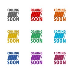 Coming soon simple icon isolated on white background. Set icons colorful