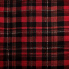 Close-up of a classic red and black checkered plaid pattern, perfect for backgrounds or textile design. Seamless and high-resolution.