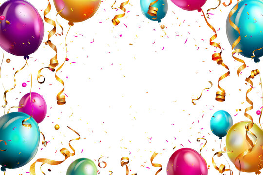 Colorful Balloons and Streamers Frame
