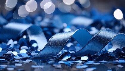 festive background with blue confetti and serpentine generative ai