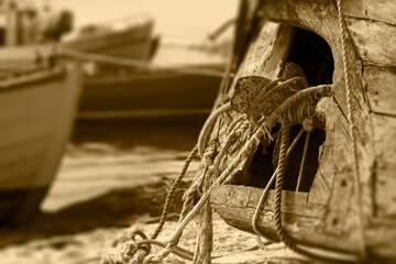 Old forgotten fishing boat at the end of your life