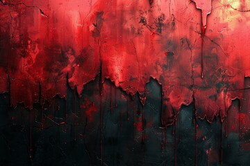 Abstract scratch red and black grunge texture in wall background