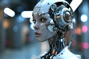 Cybernetic enhancements in human bodies, futuristic human bodies, AI generated