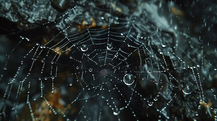 spider web with dew drops