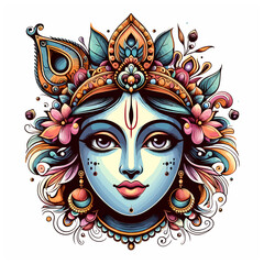 Lord Krishna vector art illustration 