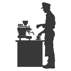 Silhouette barista in action full body black color only