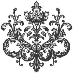 Obraz premium Silhouette Baroque ornament with filigree floral element black color only