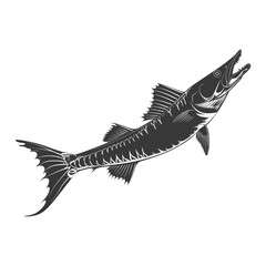Obraz premium Silhouette Barracuda animal black color only