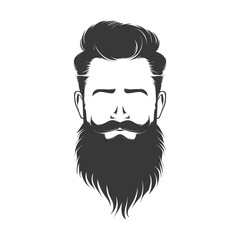 Silhouette beard hair mustache man only black color only