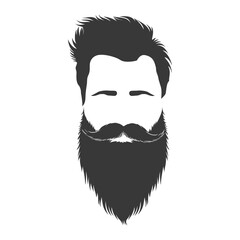 Silhouette beard hair mustache man only black color only