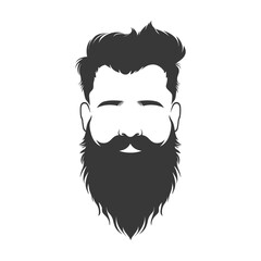 Silhouette beard hair mustache man only black color only
