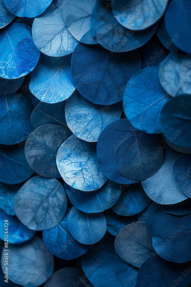 Fototapete A series of overlapping circles with a gradient transition from light blue to deep navy, creating a sense of depth and calm,