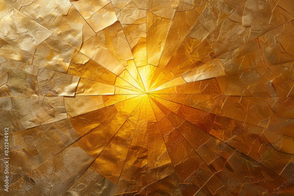 Fototapete triangles arranged in a radial pattern, each with a gradient from soft yellow to vibrant gold, creat