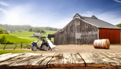 desk of free space and farm background