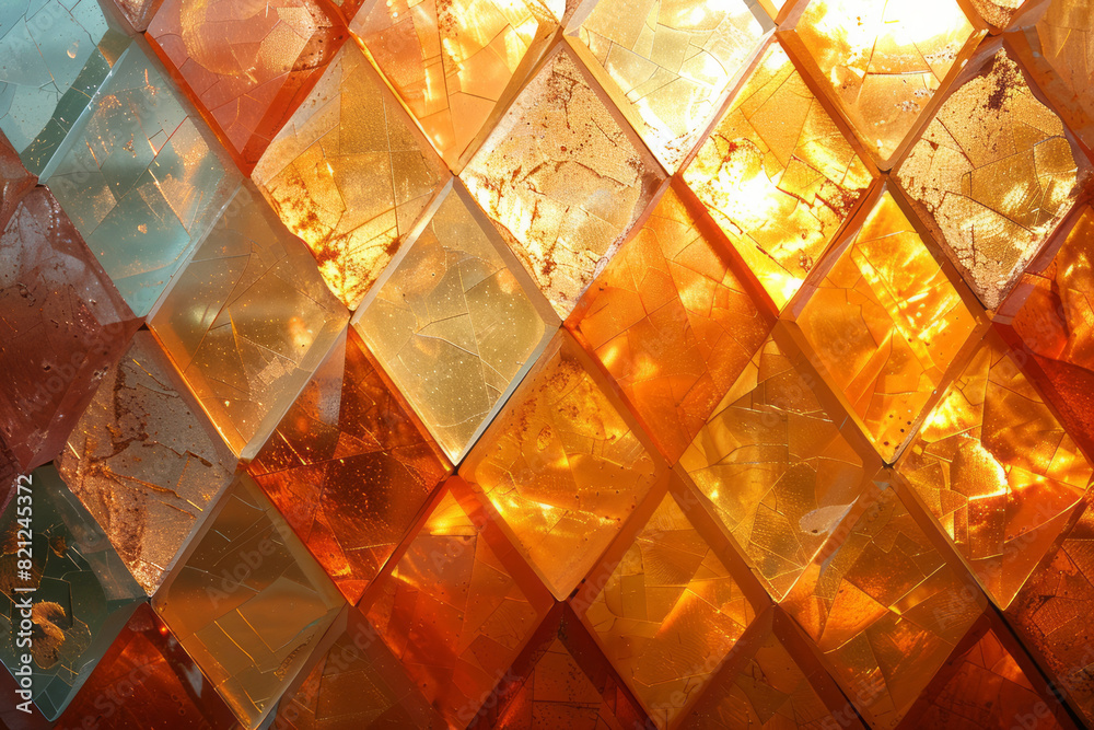 Fototapete a pattern of diamonds with gradients moving from light peach to burnt orange, adding warmth and ener