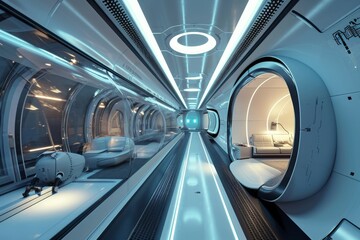 Futuristic concept of hyperloop travel concept, Ai generated