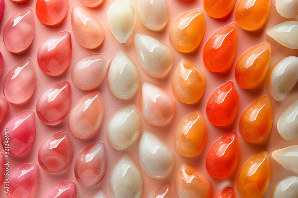Poster a pattern of ovals with a gradient from soft peach to deep orange, adding a sense of warmth and ener