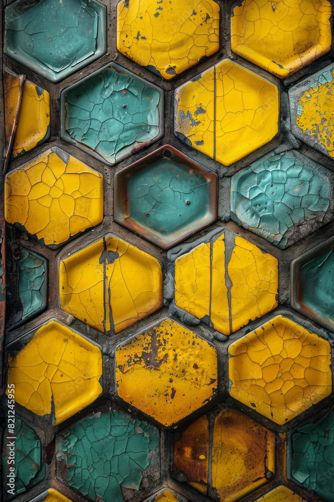 Aufkleber a series of pentagons with a gradient from light yellow to goldenrod, creating a bright and cheerful