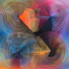 Vibrant abstract art featuring concentric circles and geometric shapes in diverse colors, ideal for modern decor and design inspiration.