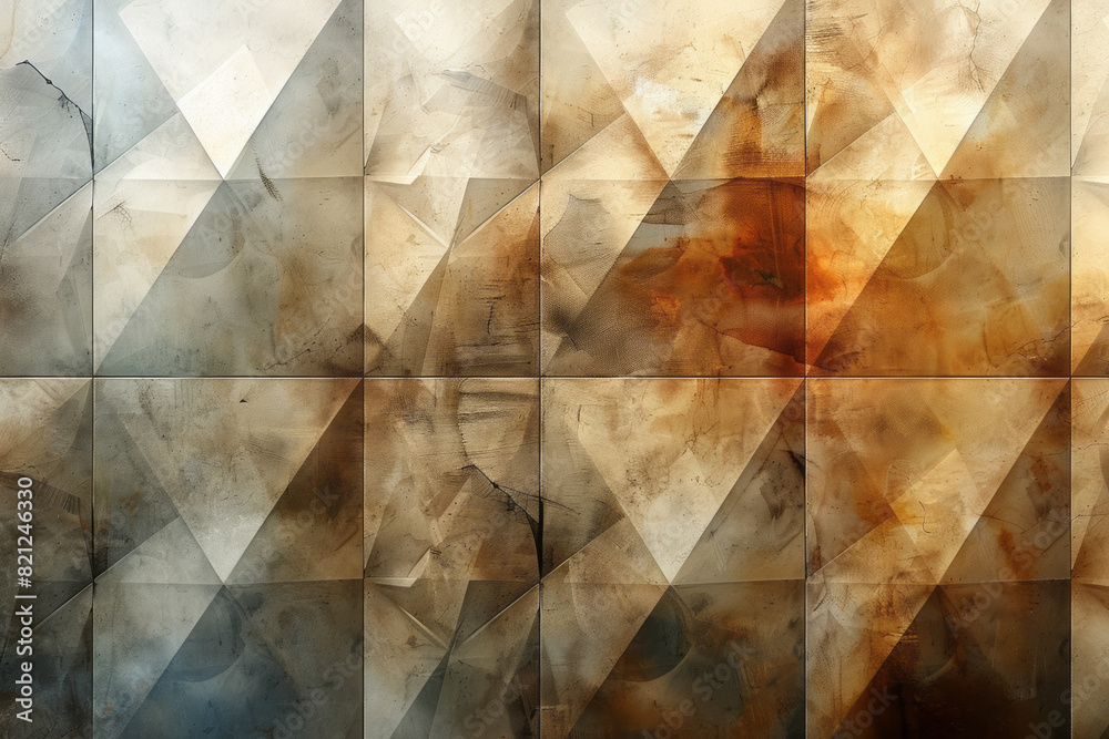 Poster overlapping triangles with a gradient from light beige to dark chocolate, creating a warm and inviti