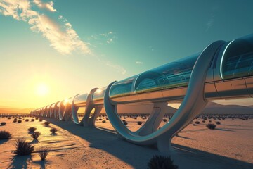 Futuristic concept of hyperloop travel concept, Ai generated