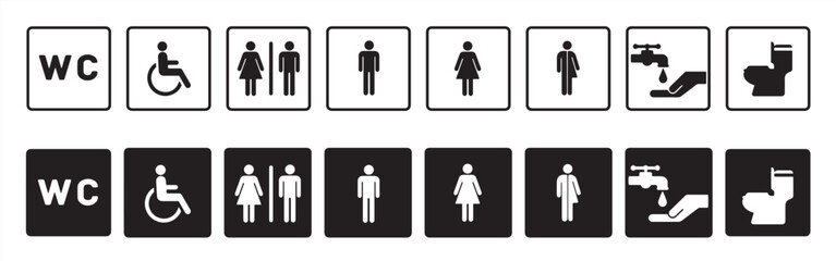 toilet set icon. sanitation sign. WC symbol. vector set of bathroom icons. stock vector