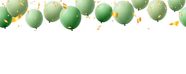 celebration party banner with green balloons background vector illustration. card luxury greeting design © Little J