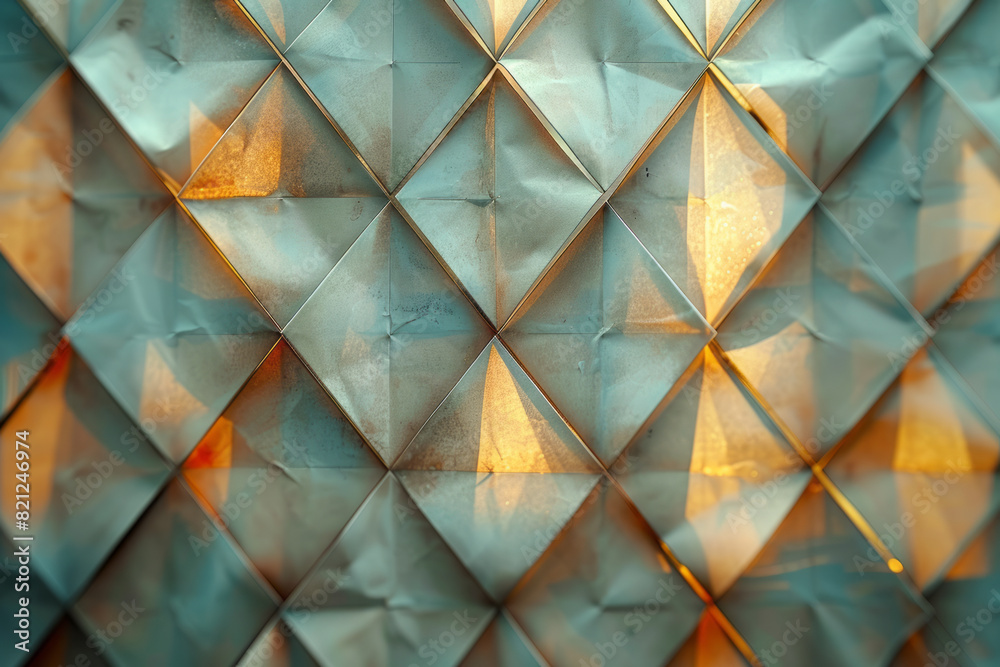 Poster a grid of dots connected by diagonal lines, forming a diamond lattice pattern with a three-dimension