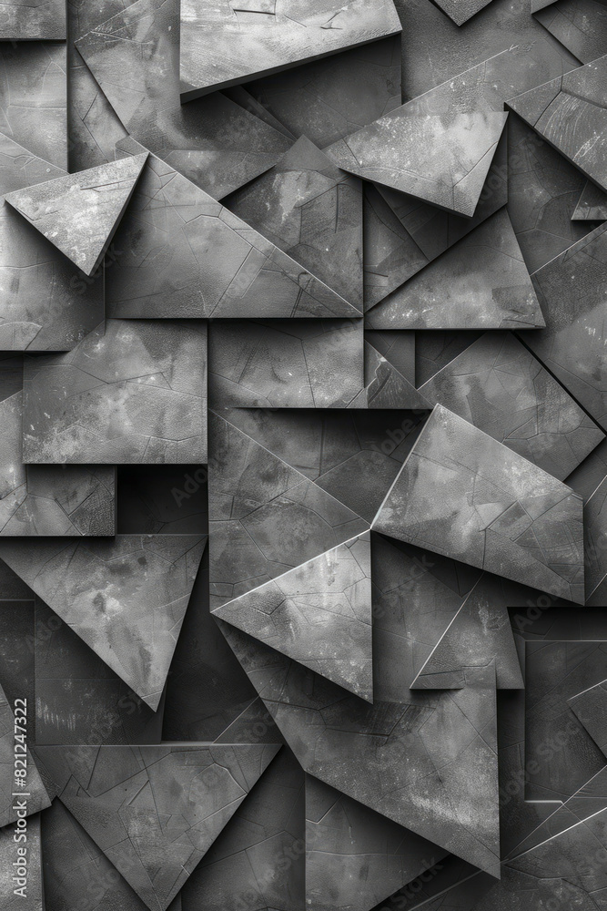 Fototapete a tessellation of triangles in grayscale, forming a minimalist and modern background with a subtle d