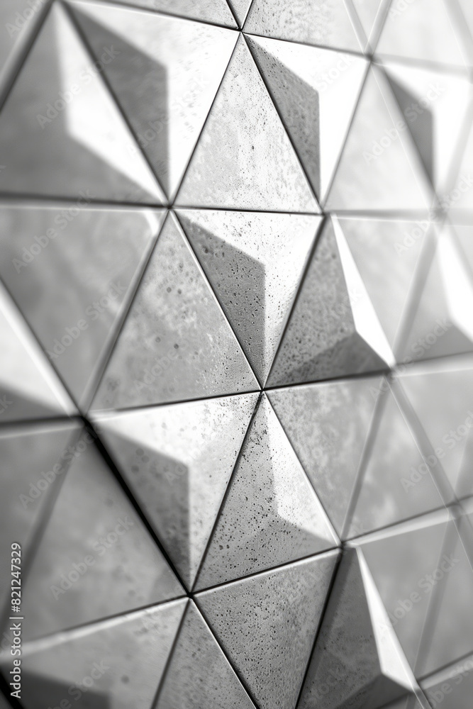 Fototapete a tessellation of triangles in grayscale, forming a minimalist and modern background with a subtle d