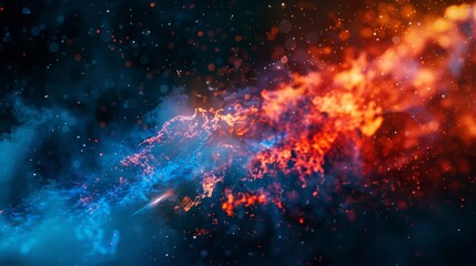 Fototapeta premium Energetic red and blue flames and smoke background