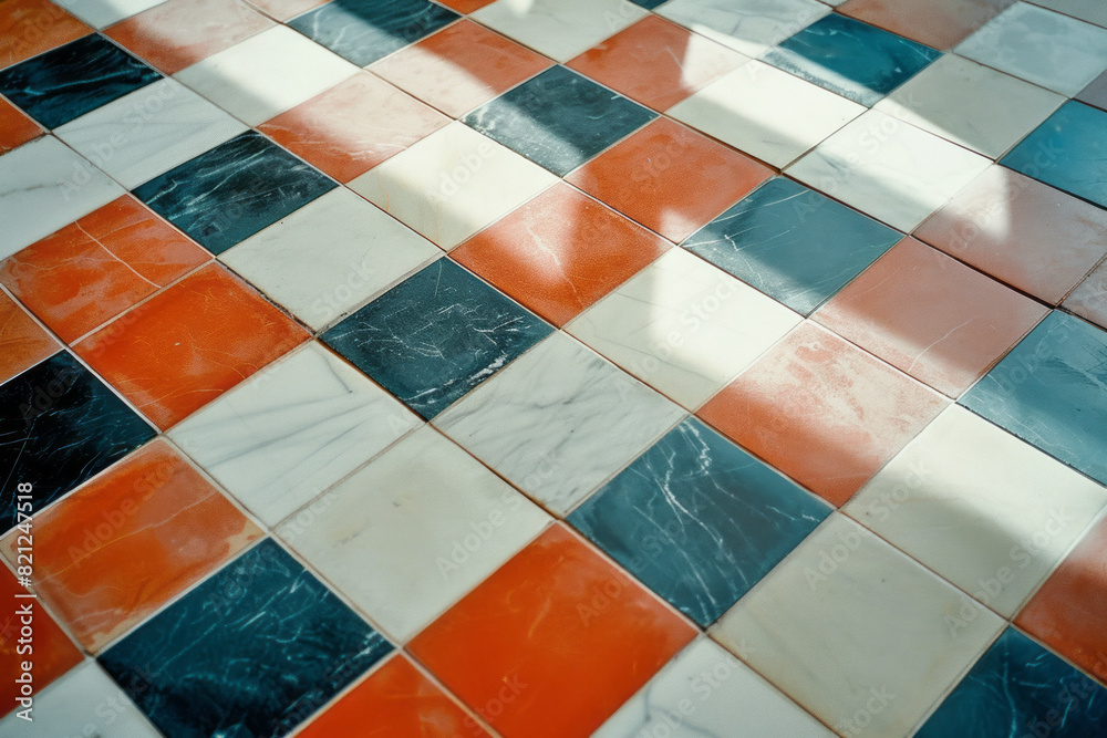 Fototapete Squares arranged in a checkerboard pattern with subtle color variations, adding depth to a simple design,