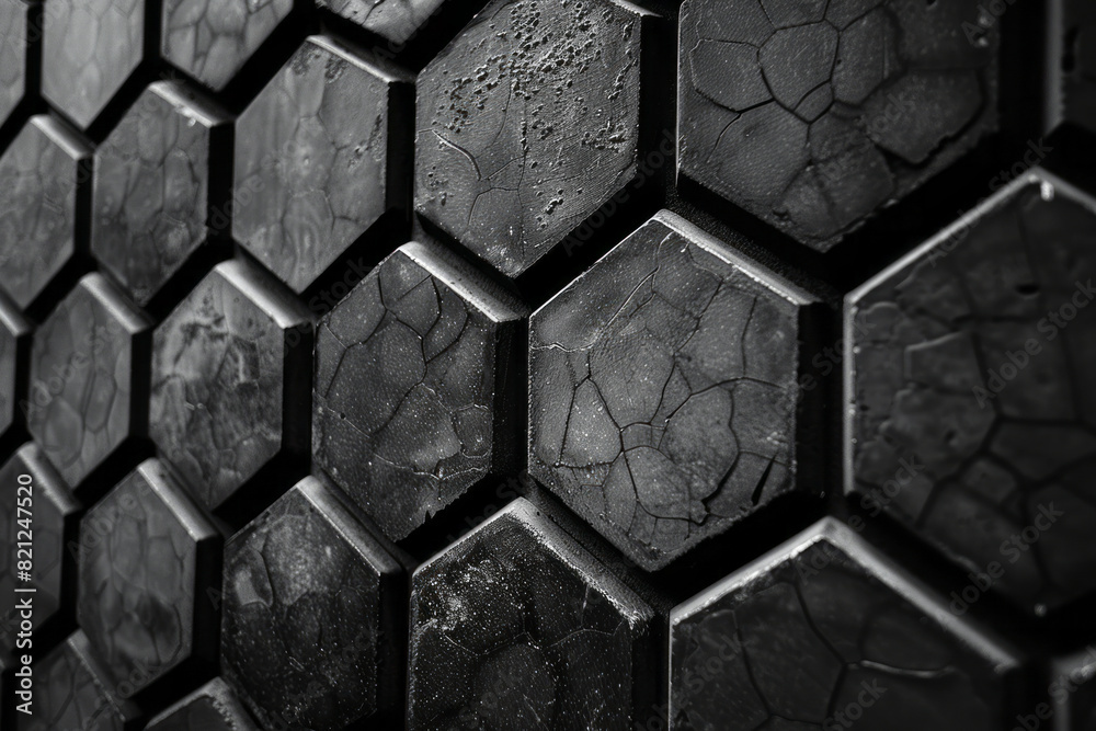 Fototapete A pattern of hexagons with alternating outlines and filled shapes, creating a structured yet playful background,