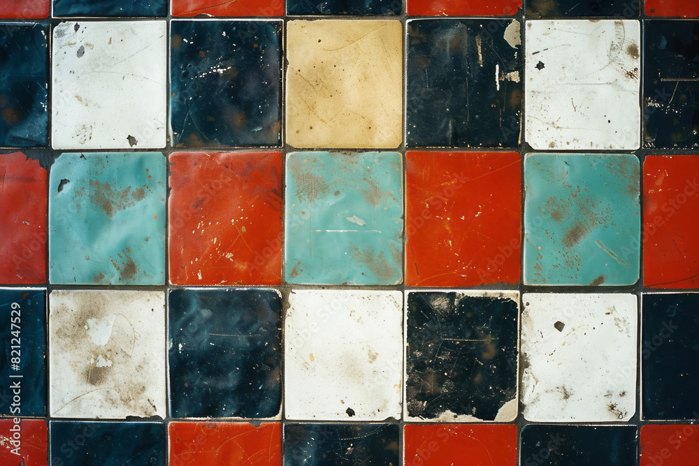 Leinwandbilder Squares arranged in a checkerboard pattern with subtle color variations, adding depth to a simple design,