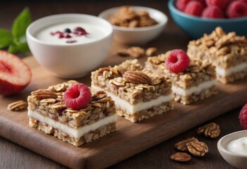 Healthy Granola Yogurt Bars with Fresh Berries
