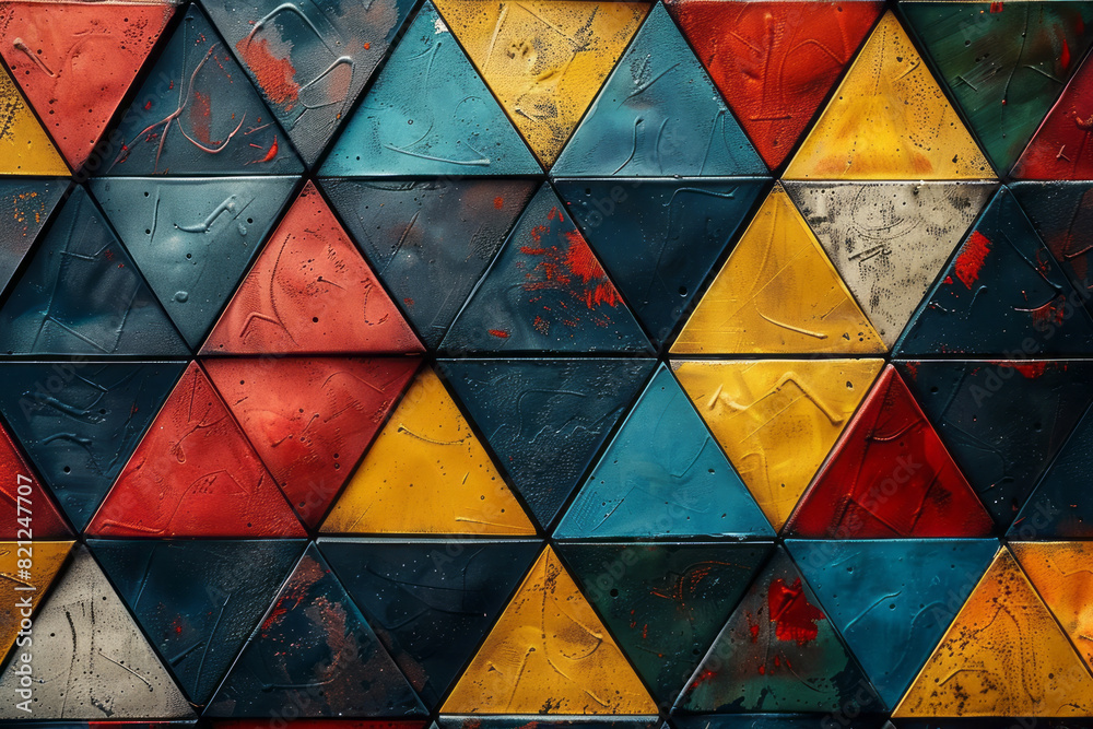 Aufkleber triangles arranged in a repeating zigzag pattern, creating a dynamic and energetic background,