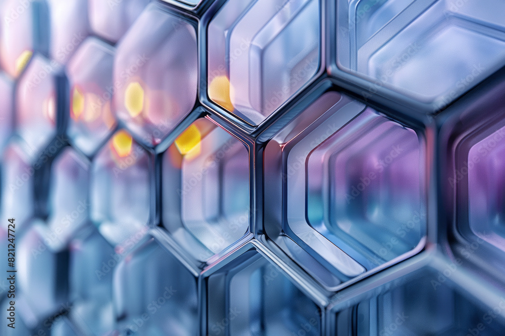 Leinwandbilder hexagons with varying opacity, layered to create a sense of depth and complexity in a simple design,