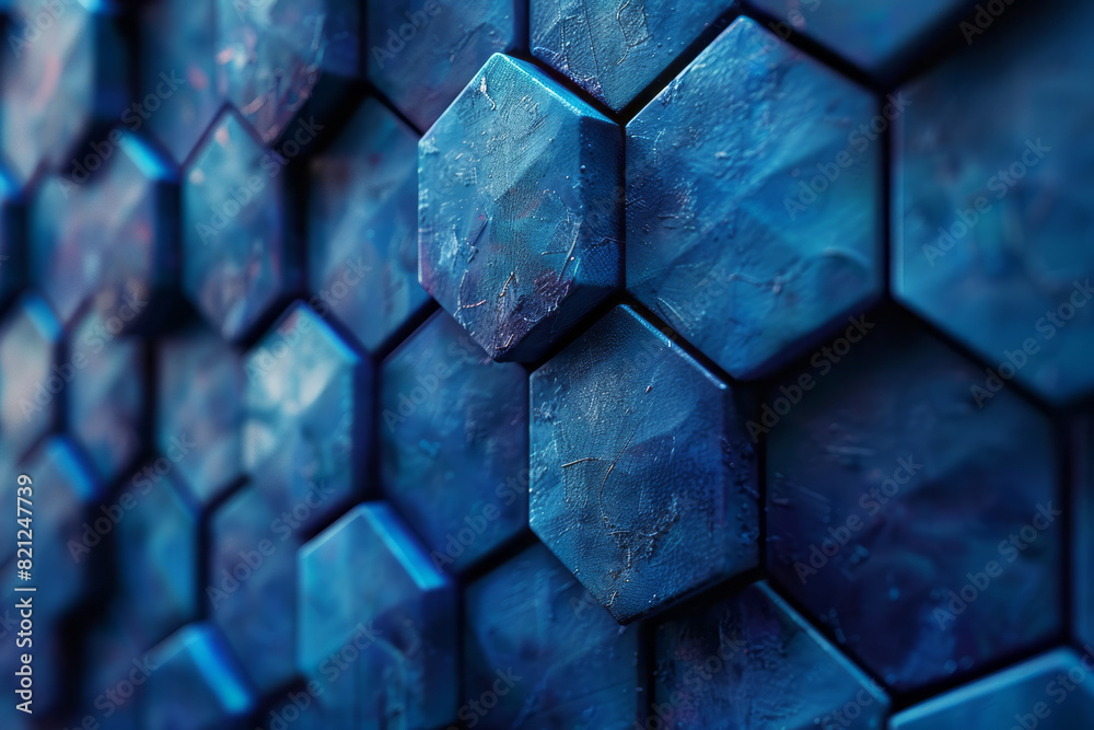 Fototapete Hexagons with varying opacity, layered to create a sense of depth and complexity in a simple design,