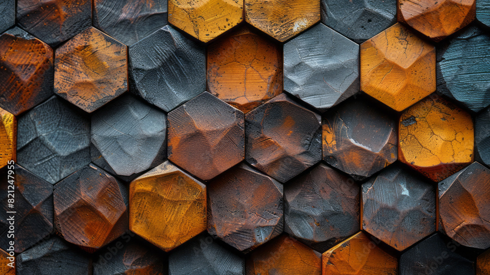 Fototapete A pattern of hexagons with a subtle texture overlay, adding a tactile quality to a flat design,